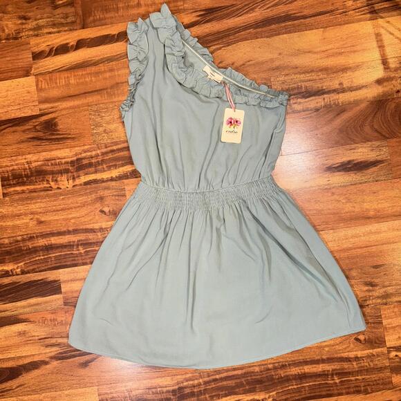 Dresses & Skirts - NWT Entro Sage One Shoulder Ruffle Mini Dress Large